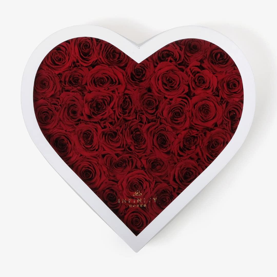 Grand Heart Box - Red Rose - White Box