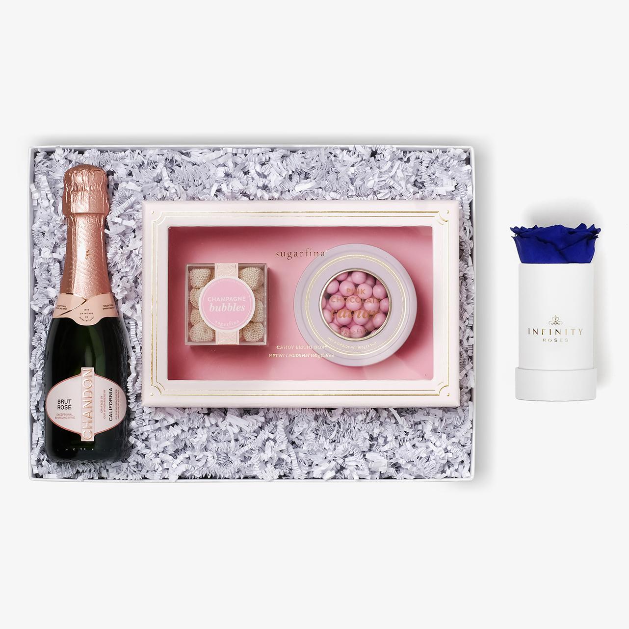 Rosé & Caviar - Single Rose Box - Royal Blue Rose - White Box