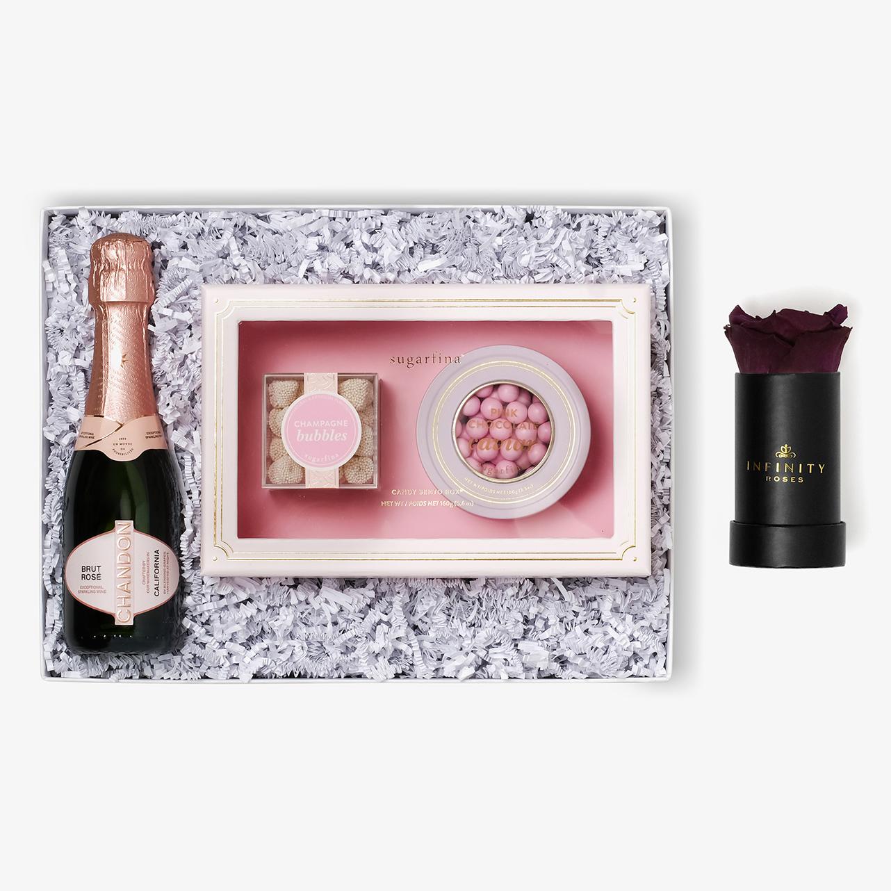 Rosé & Caviar - Single Rose Box - Violet Rose - Black Box