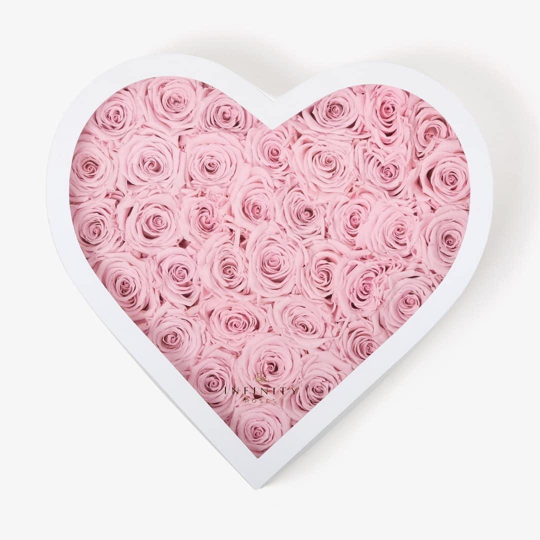 Grand Heart Box - Pink Rose - White Box