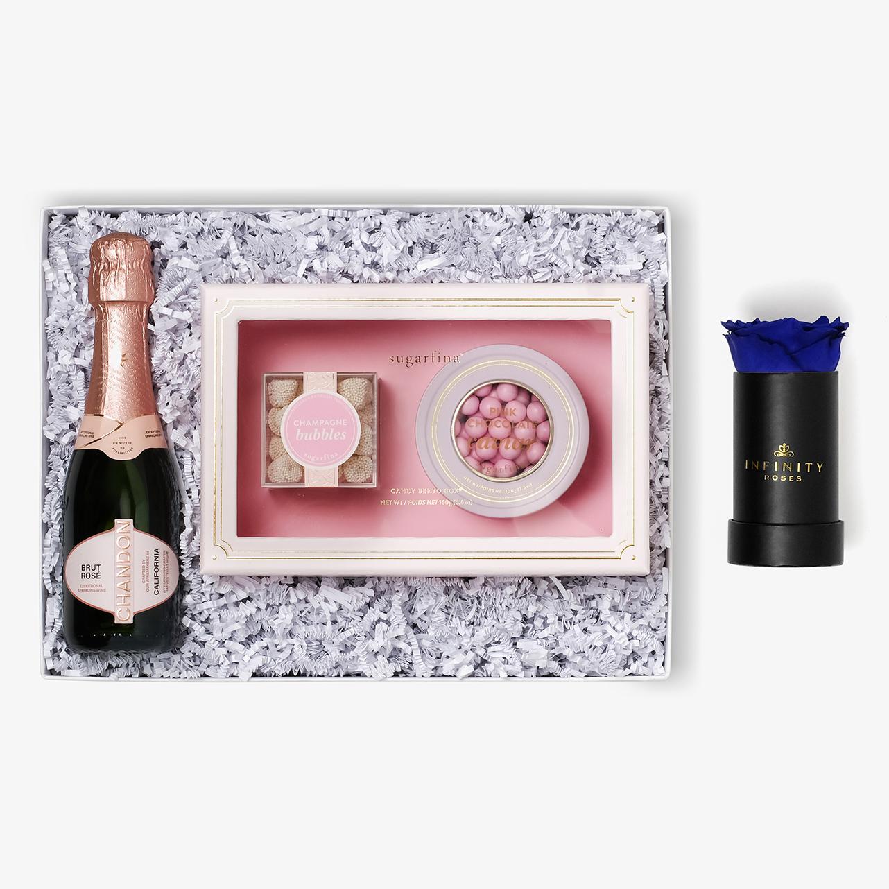 Rosé & Caviar - Single Rose Box - Royal Blue Rose - Black Box