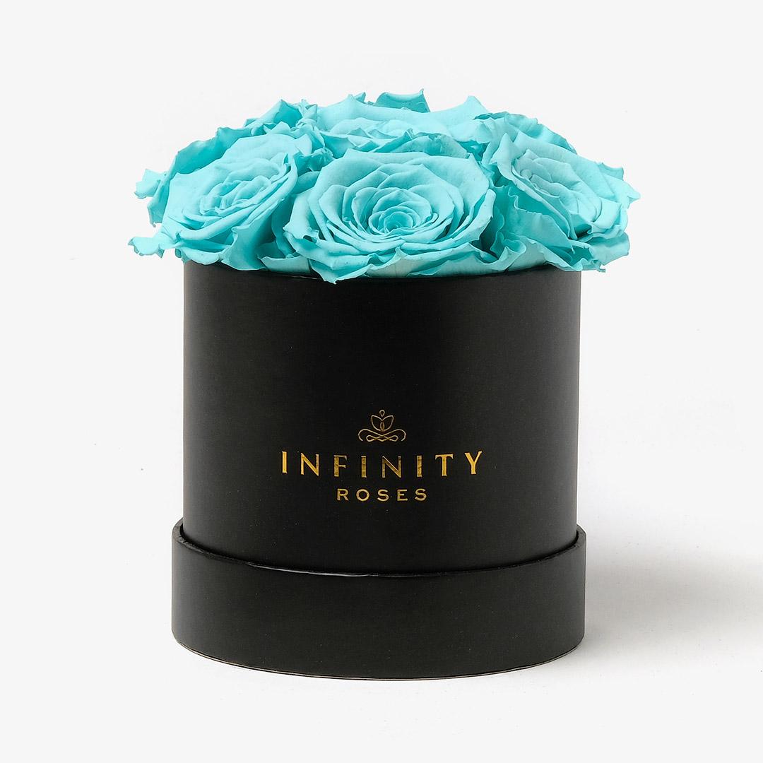 Medium Bloom Rose Box - Turquoise Rose - Black Box