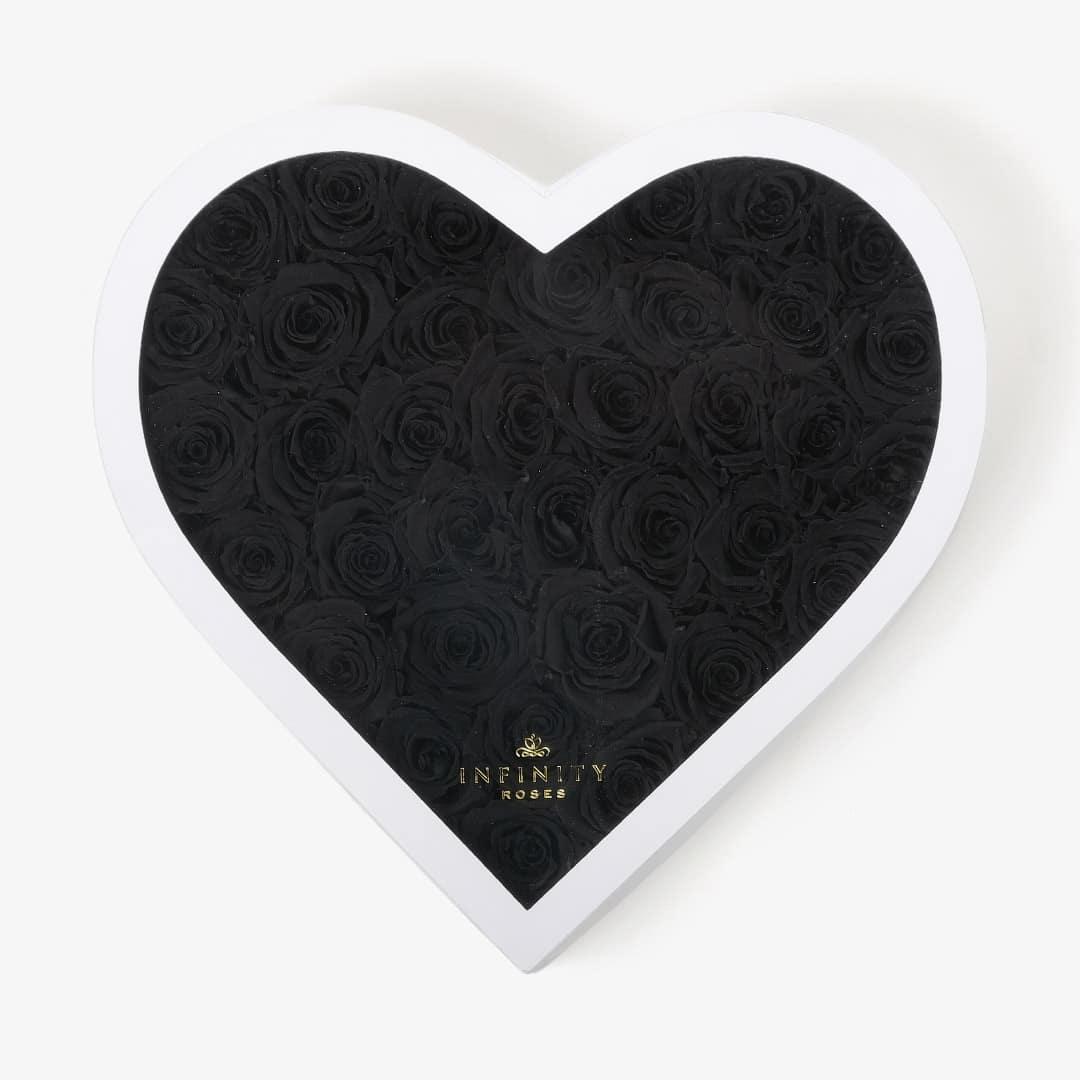 Grand Heart Box - Black Rose - White Box
