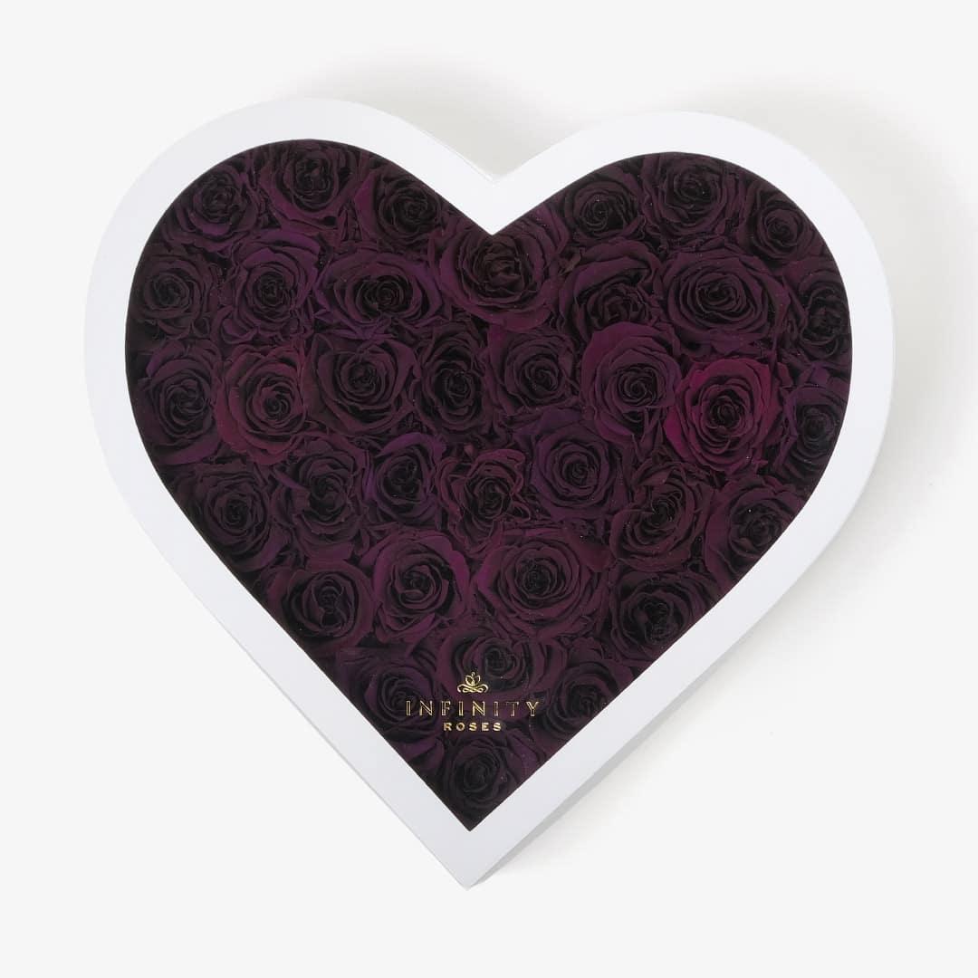Grand Heart Box - Violet Rose - White Box