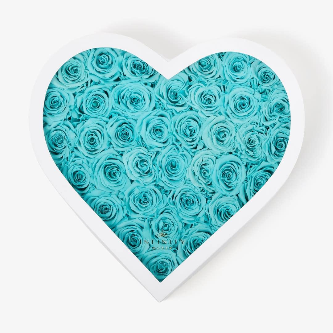 Grand Heart Box - Turquoise Rose - White Box
