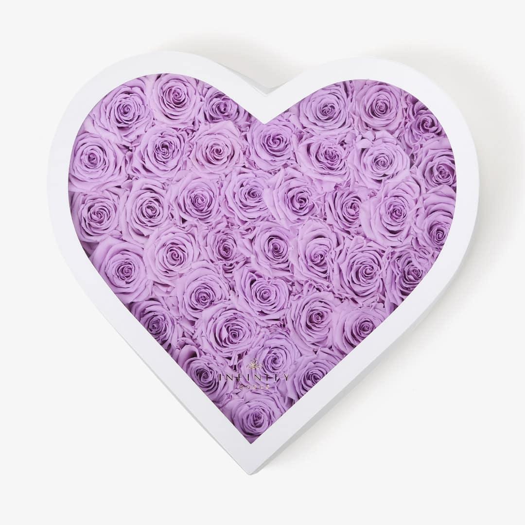Grand Heart Box - Lavender Rose - White Box