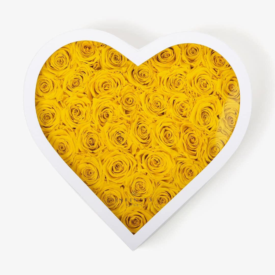 Grand Heart Box - Yellow Rose - White Box