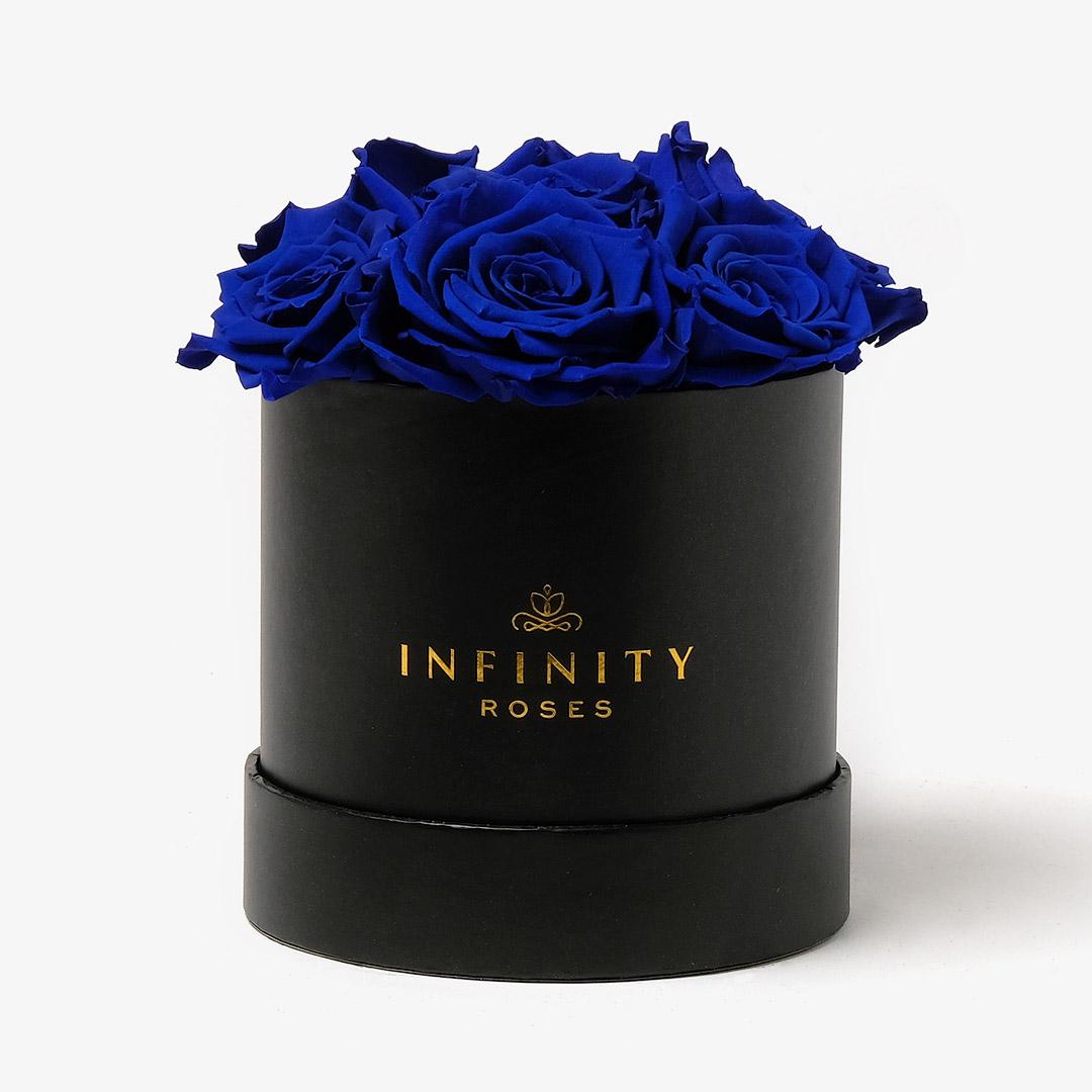 Medium Bloom Rose Box - Royal Blue Rose - Black Box