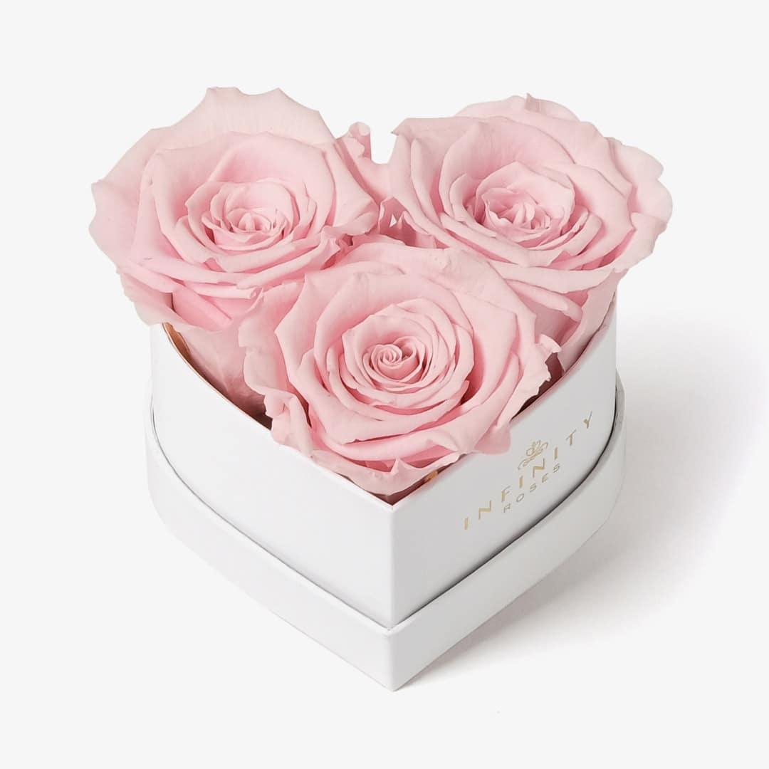 Small Heart Box - Pink Rose - White Box