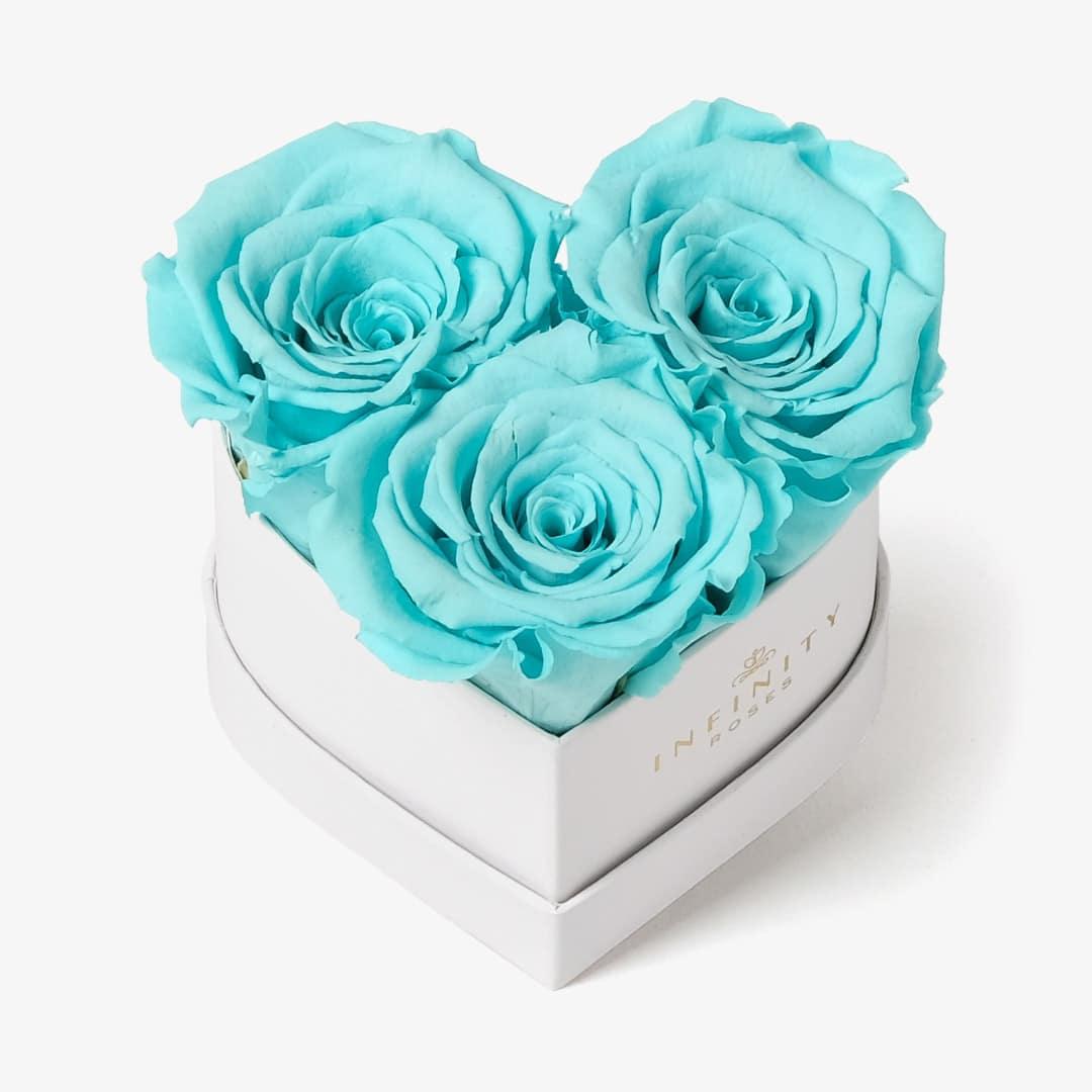 Small Heart Box - Turquoise Rose - White Box