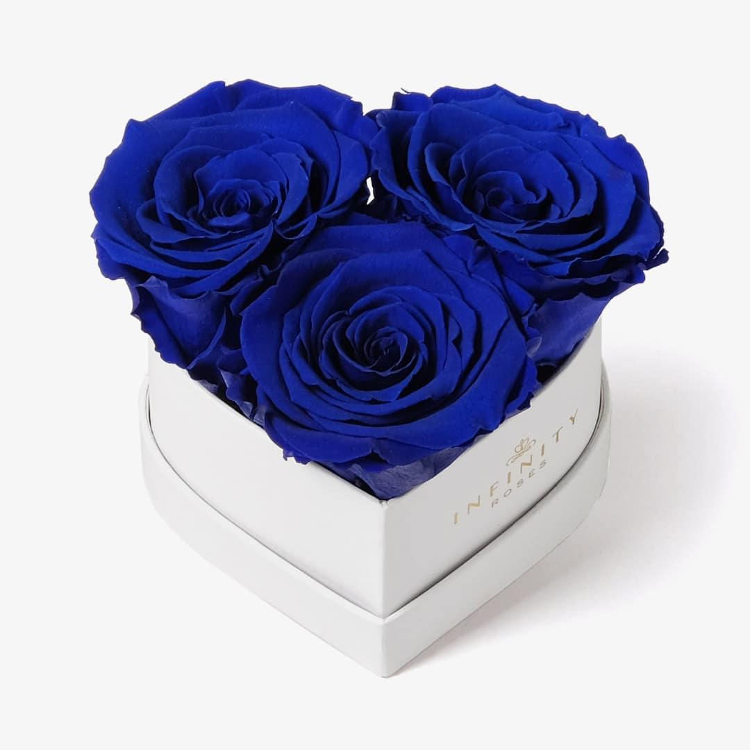 Small Heart Box - Royal Blue Rose - White Box