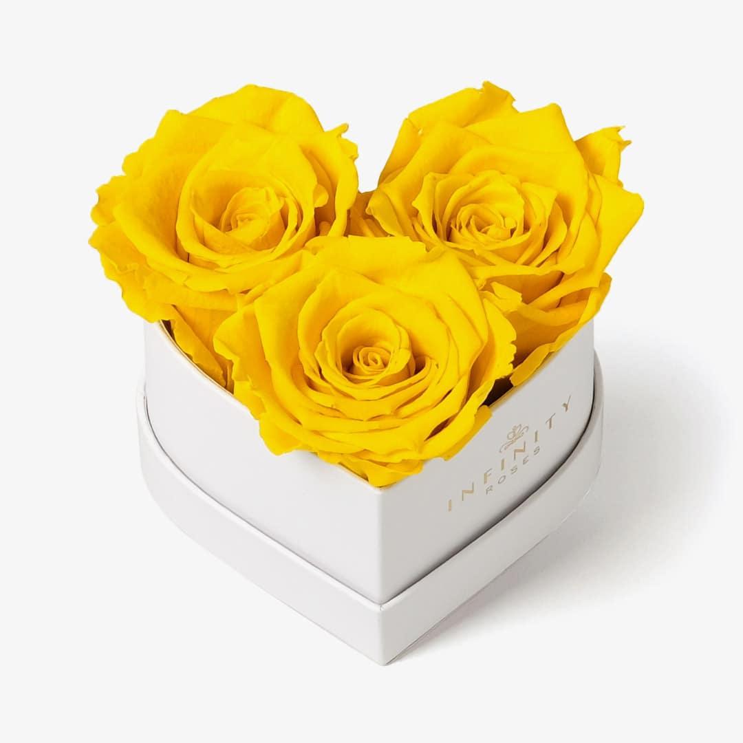 Small Heart Box - Yellow Rose - White Box