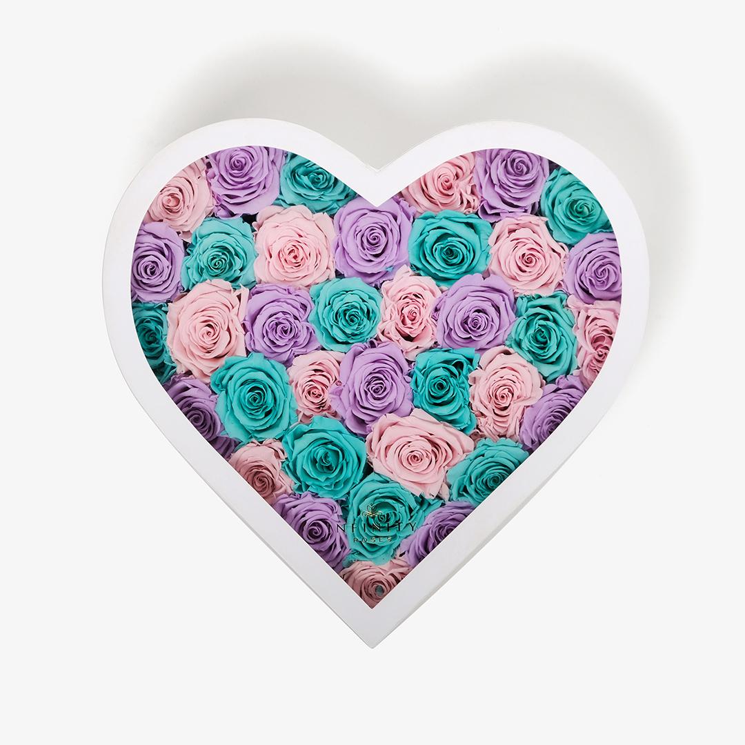 Grand Ombre Heart Box - Pastel Ombre Rose - White Box
