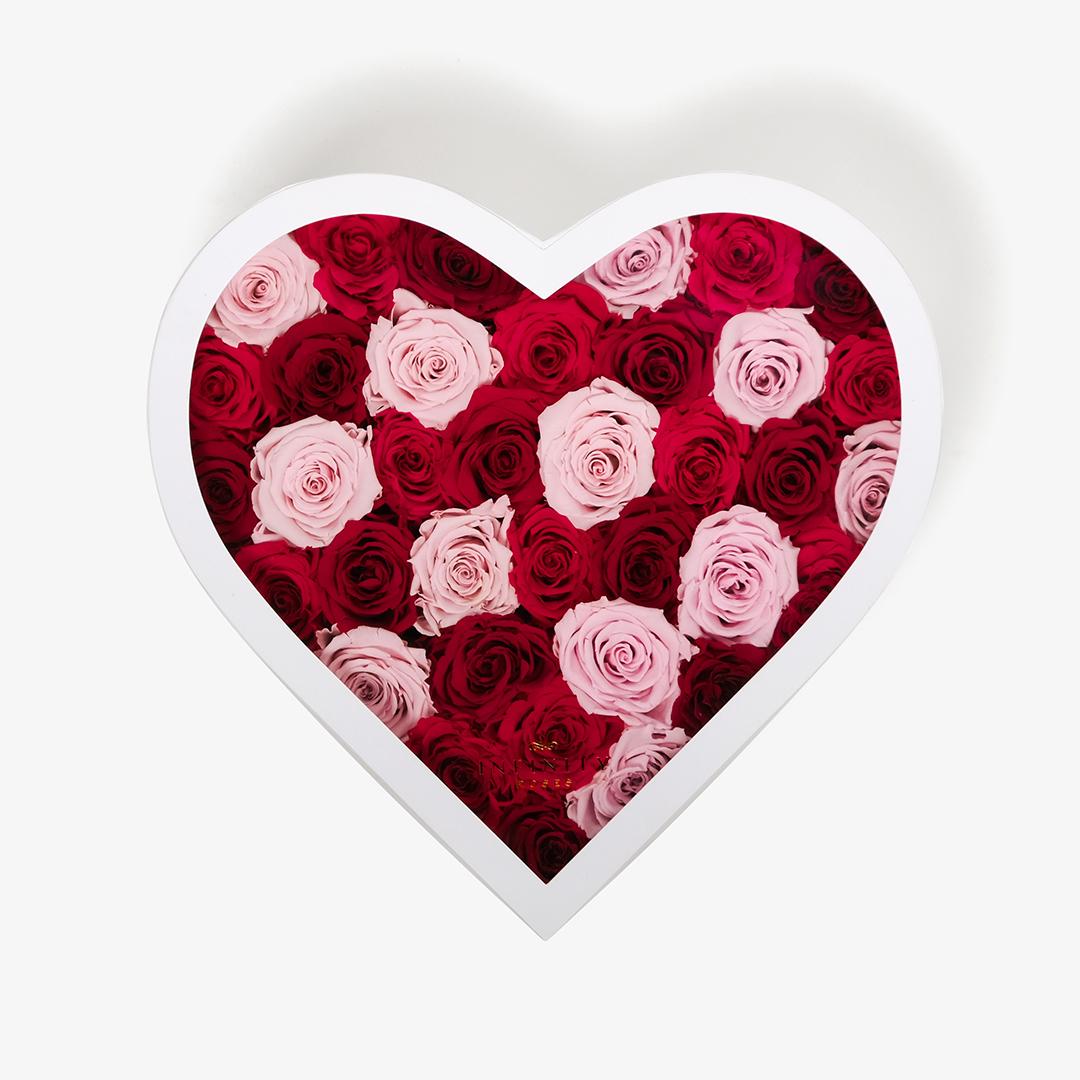 Grand Ombre Heart Box - Pink Ombre Rose - White Box
