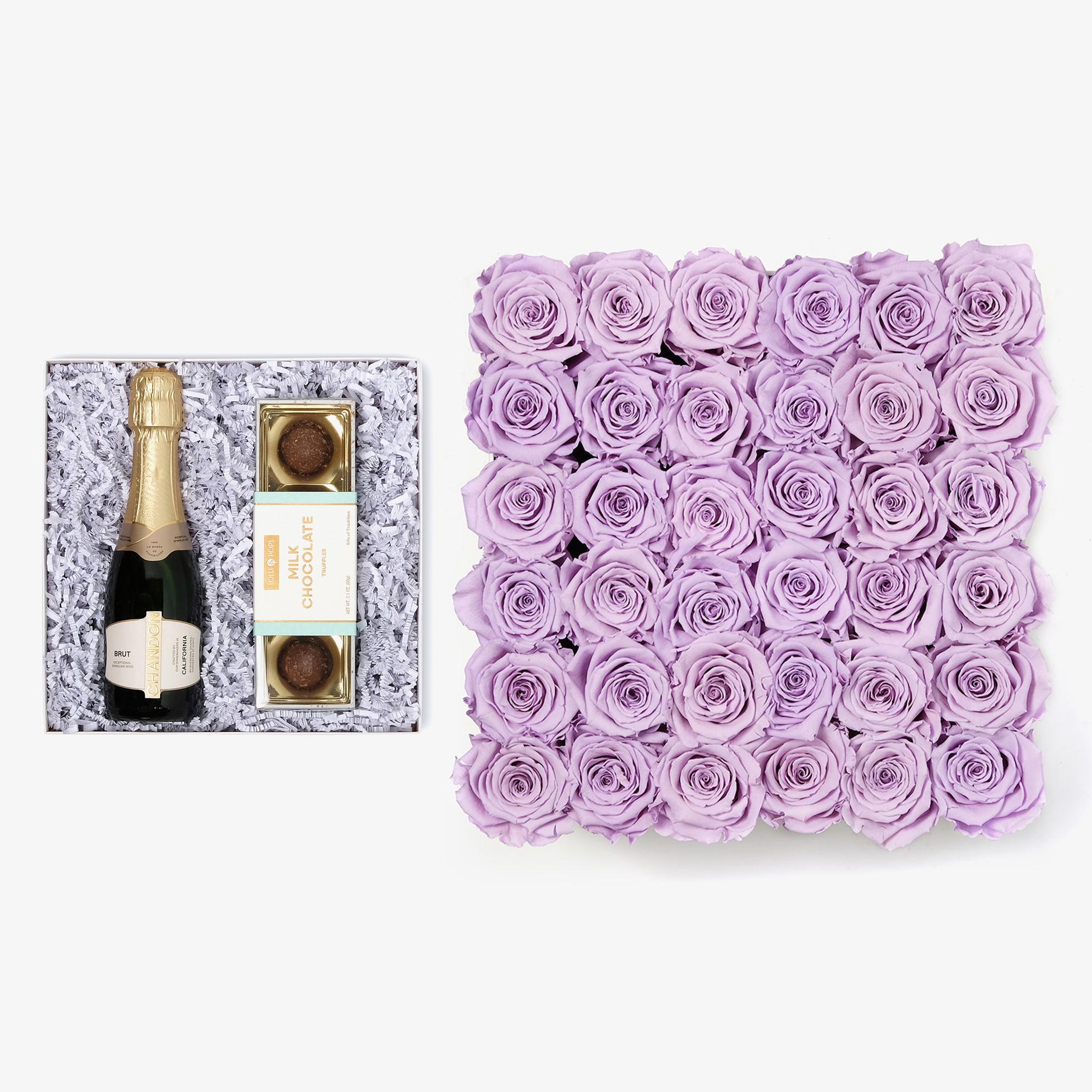 Champagne & Truffles - Grand Square Box - Lavender Rose - Black Box