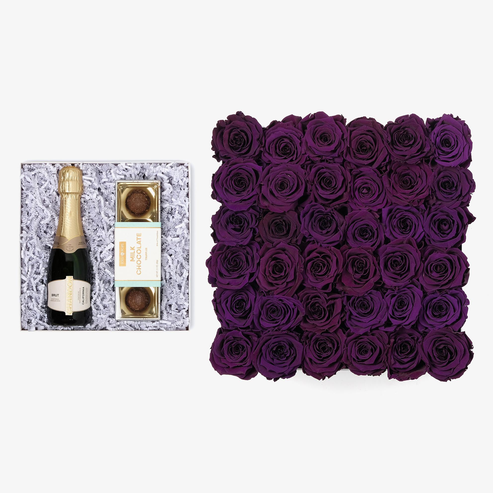 Champagne & Truffles - Grand Square Box - Violet Rose - White Box