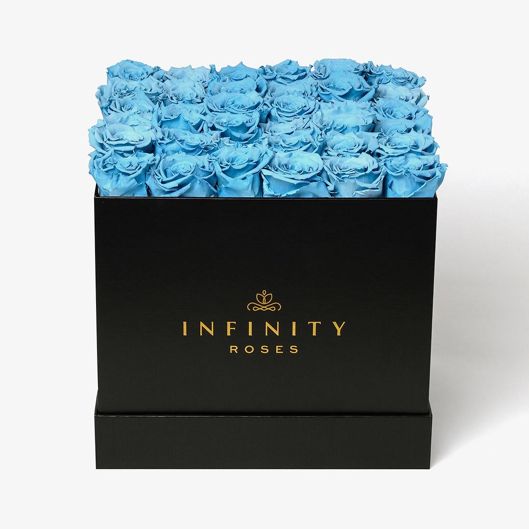Grand Square Rose Box - Baby Blue Rose - Black Box