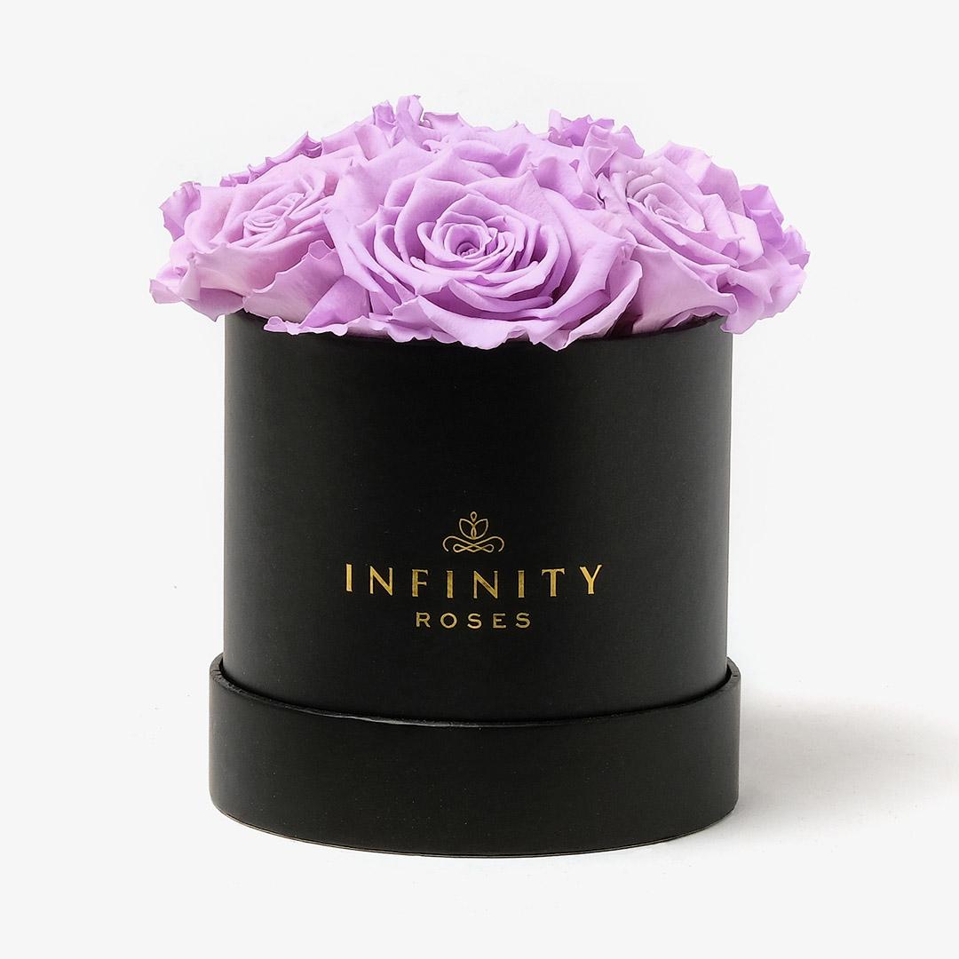 Medium Bloom Rose Box - Lavender Rose - Black Box