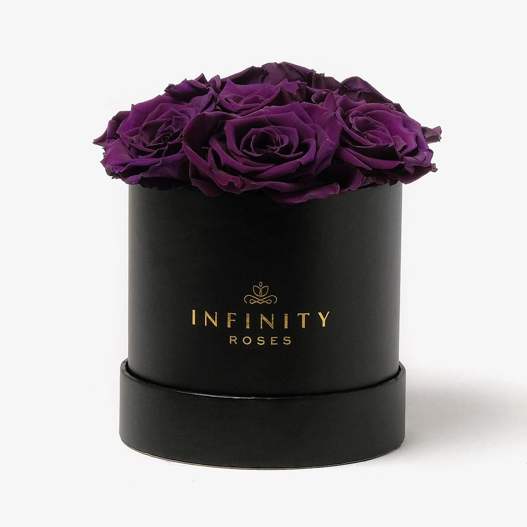 Medium Bloom Rose Box - Violet Rose - Black Box