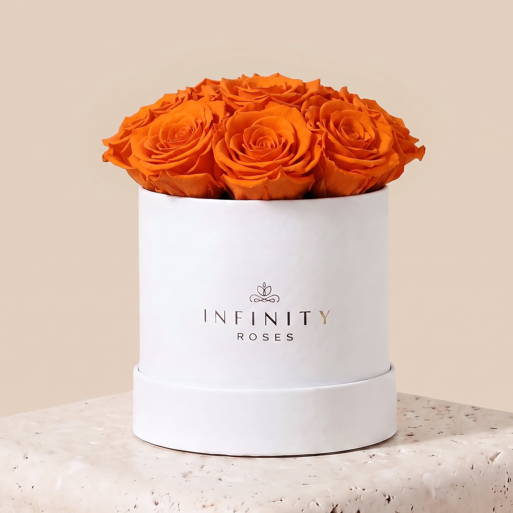 Medium Bloom Rose Box - Orange Rose - White Box