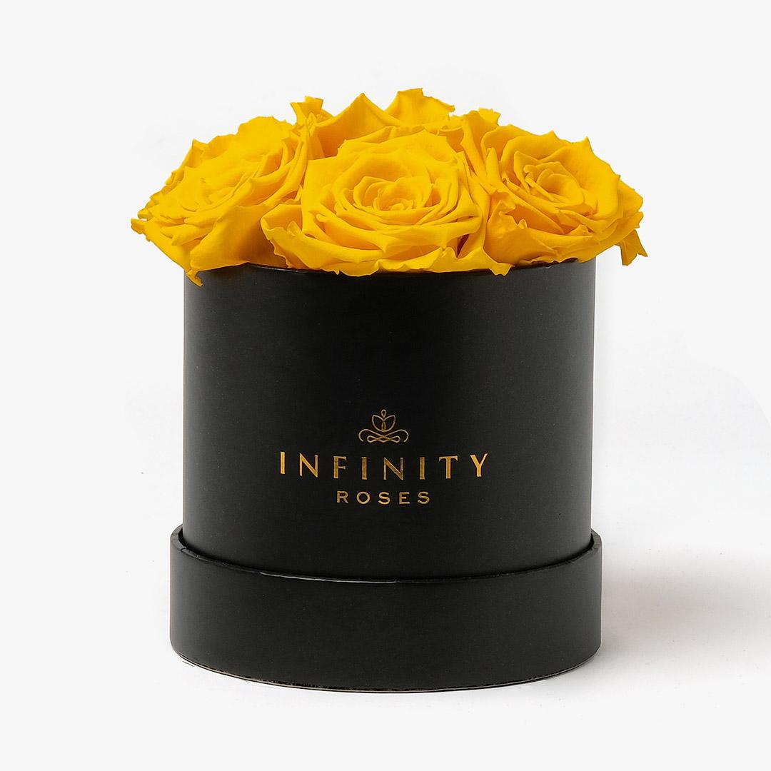 Medium Bloom Rose Box - Yellow Rose - Black Box
