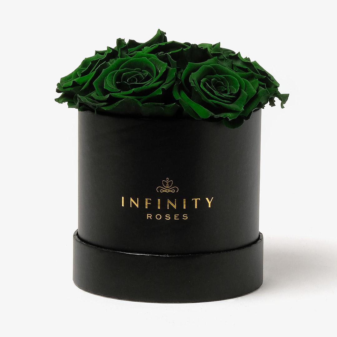 Medium Bloom Rose Box - Emerald Green Rose - Black Box