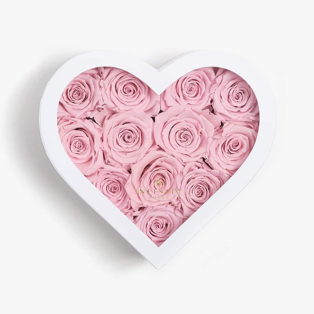 Medium Heart Box - Pink Rose - White Box