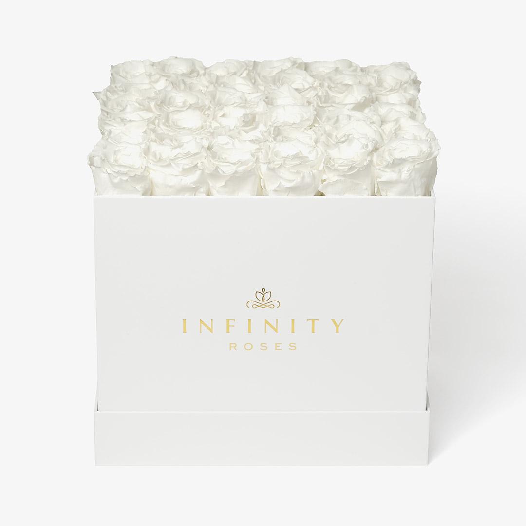 Grand Square Rose Box - White Rose - White Box