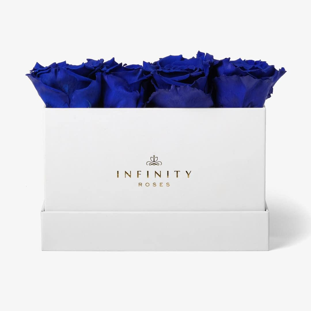 Small Rose Box - Royal Blue Rose - White Box
