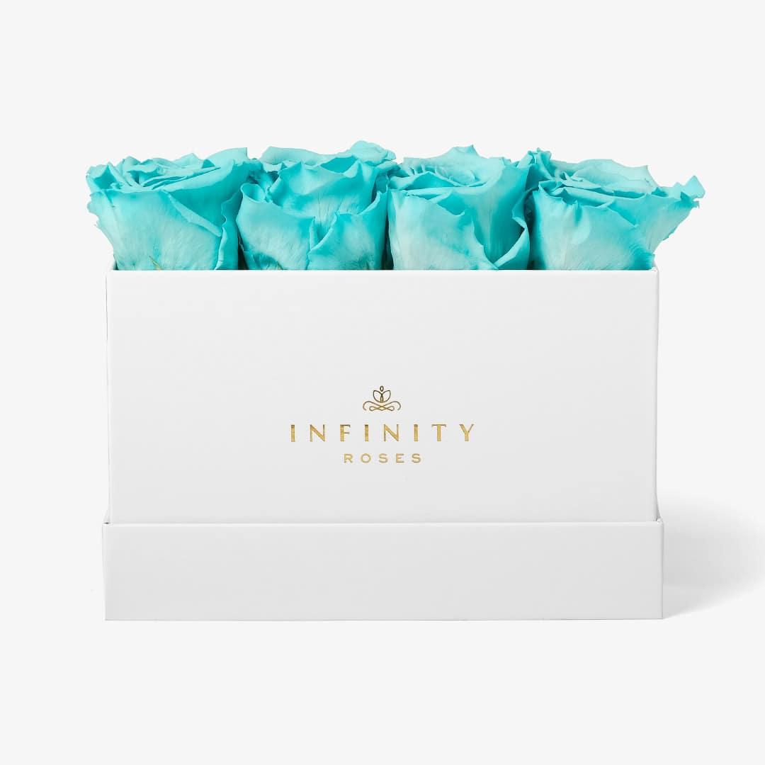 Small Rose Box - Turquoise Rose - White Box