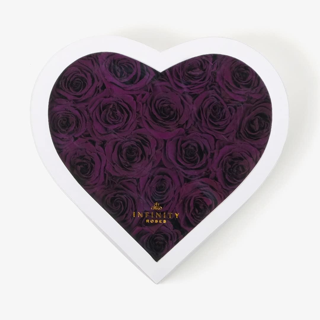 Large Heart Box - Violet Rose - White Box