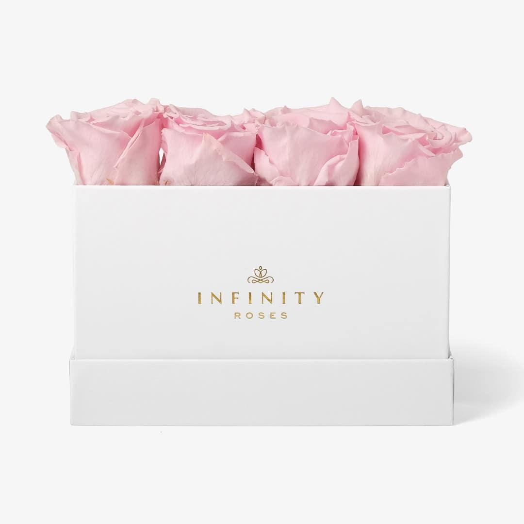 Small Rose Box - Pink Rose - White Box