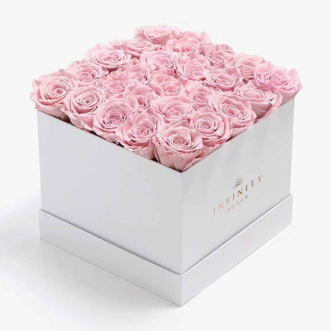 X-Large Square Rose box - Pink Rose - White Box