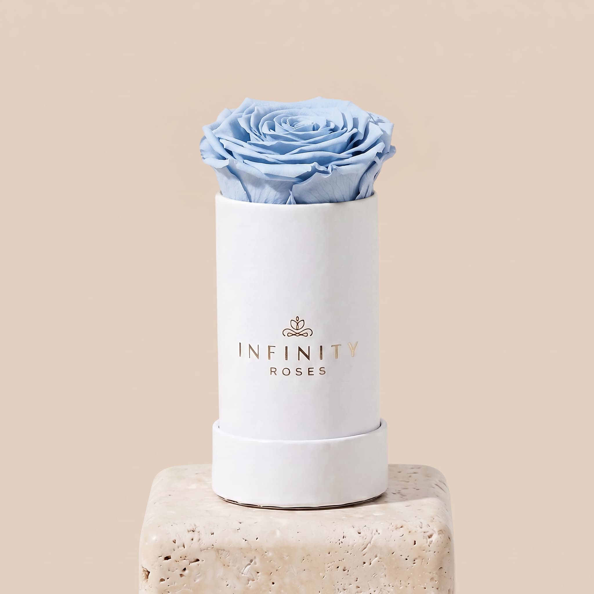 Single Rose Box - Baby Blue Rose - White Box
