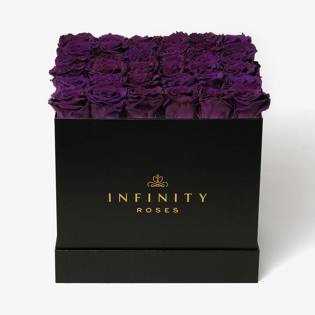 Grand Square Rose Box - Violet Rose - Black Box