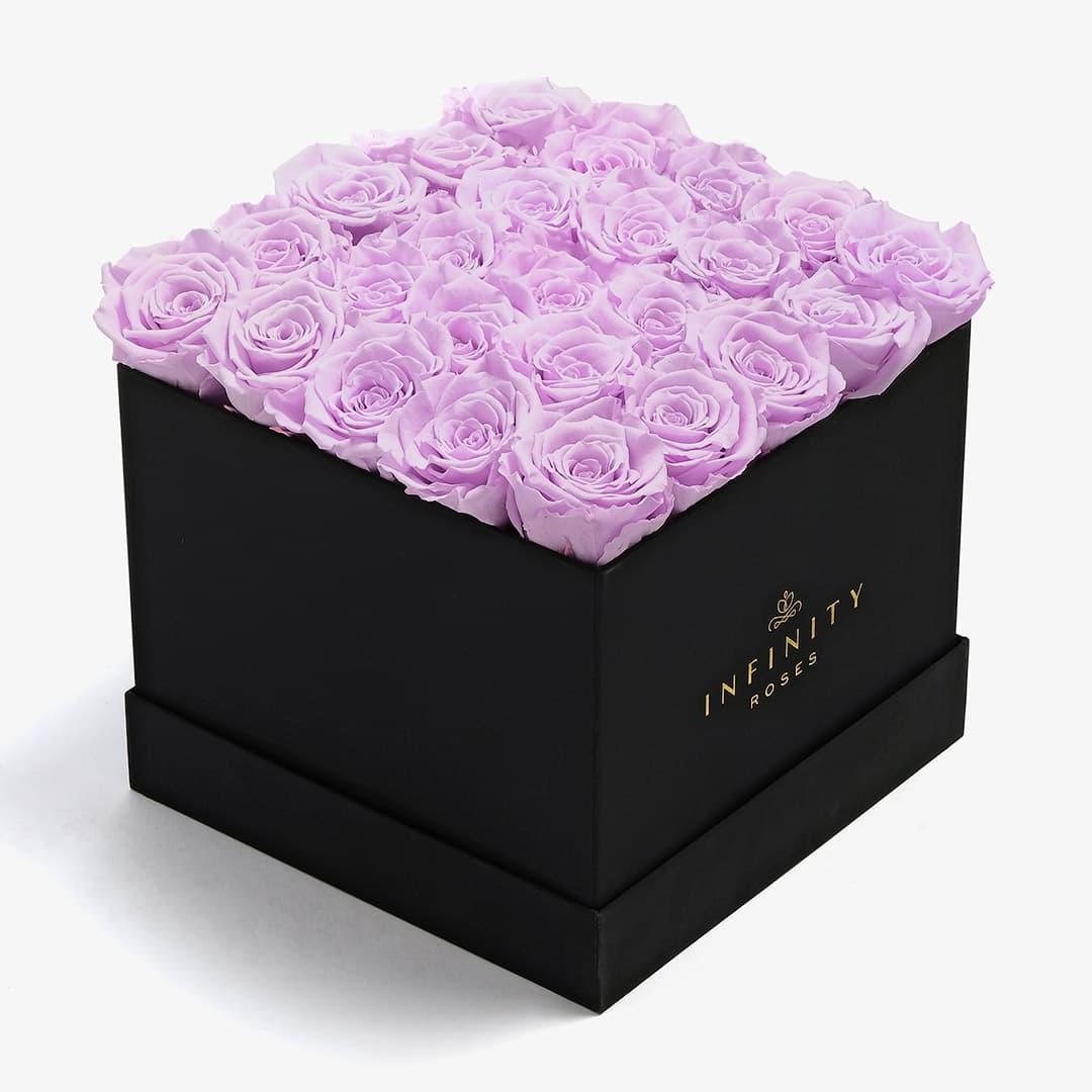 X-Large Square Rose box - Lavender Rose - Black Box