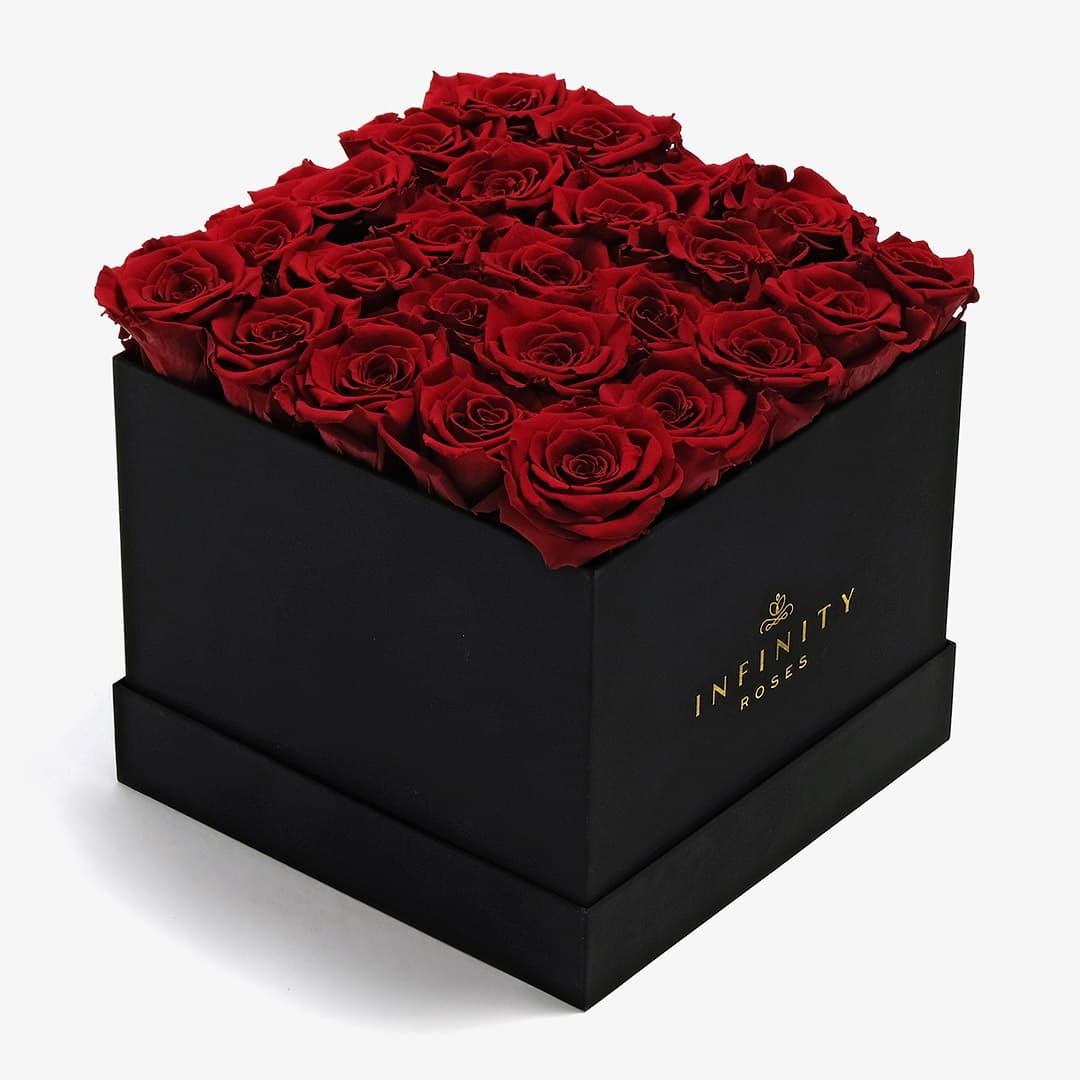 X-Large Square Rose box - Red Rose - Black Box