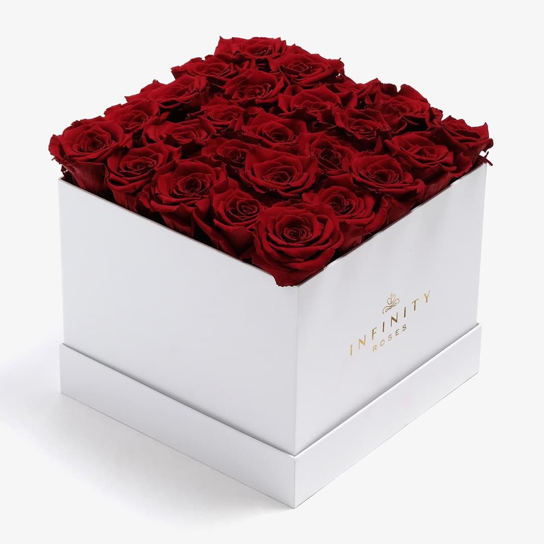 X-Large Square Rose box - Red Rose - White Box