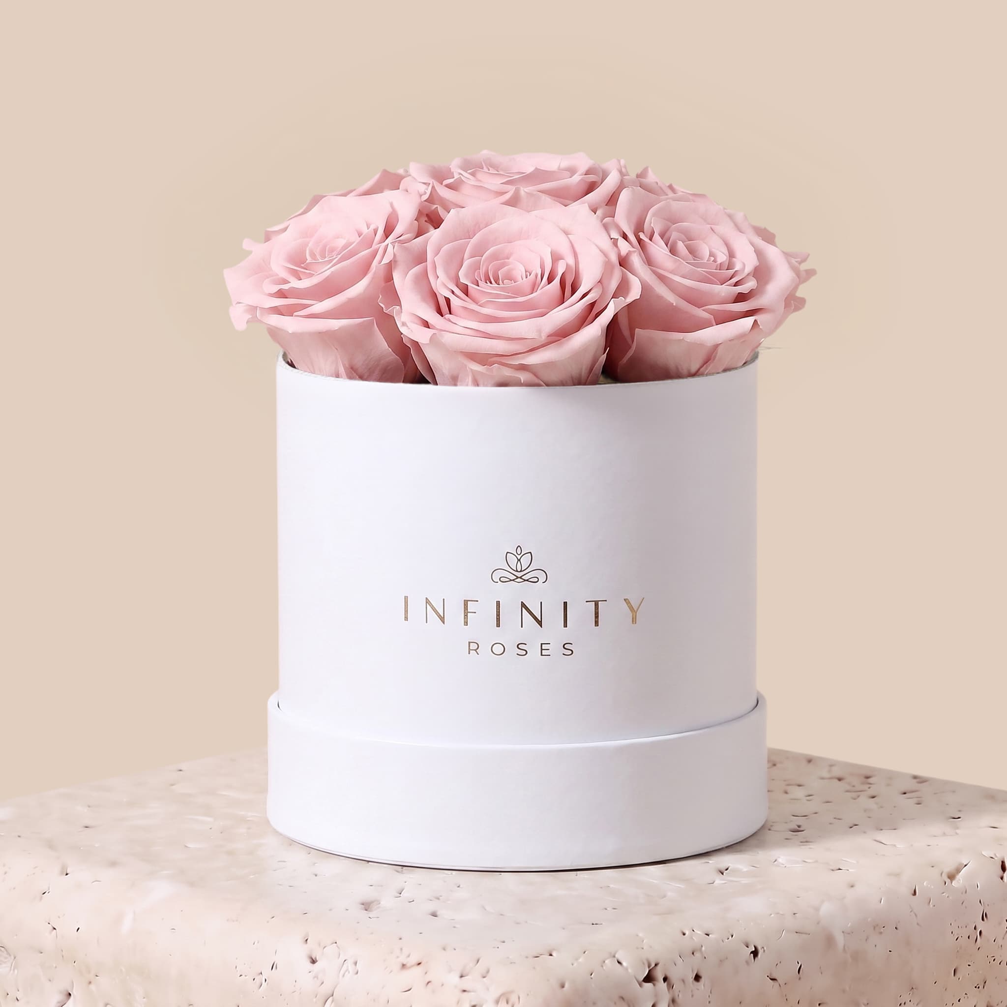 Medium Bloom Rose Box - Pink Rose - White Box