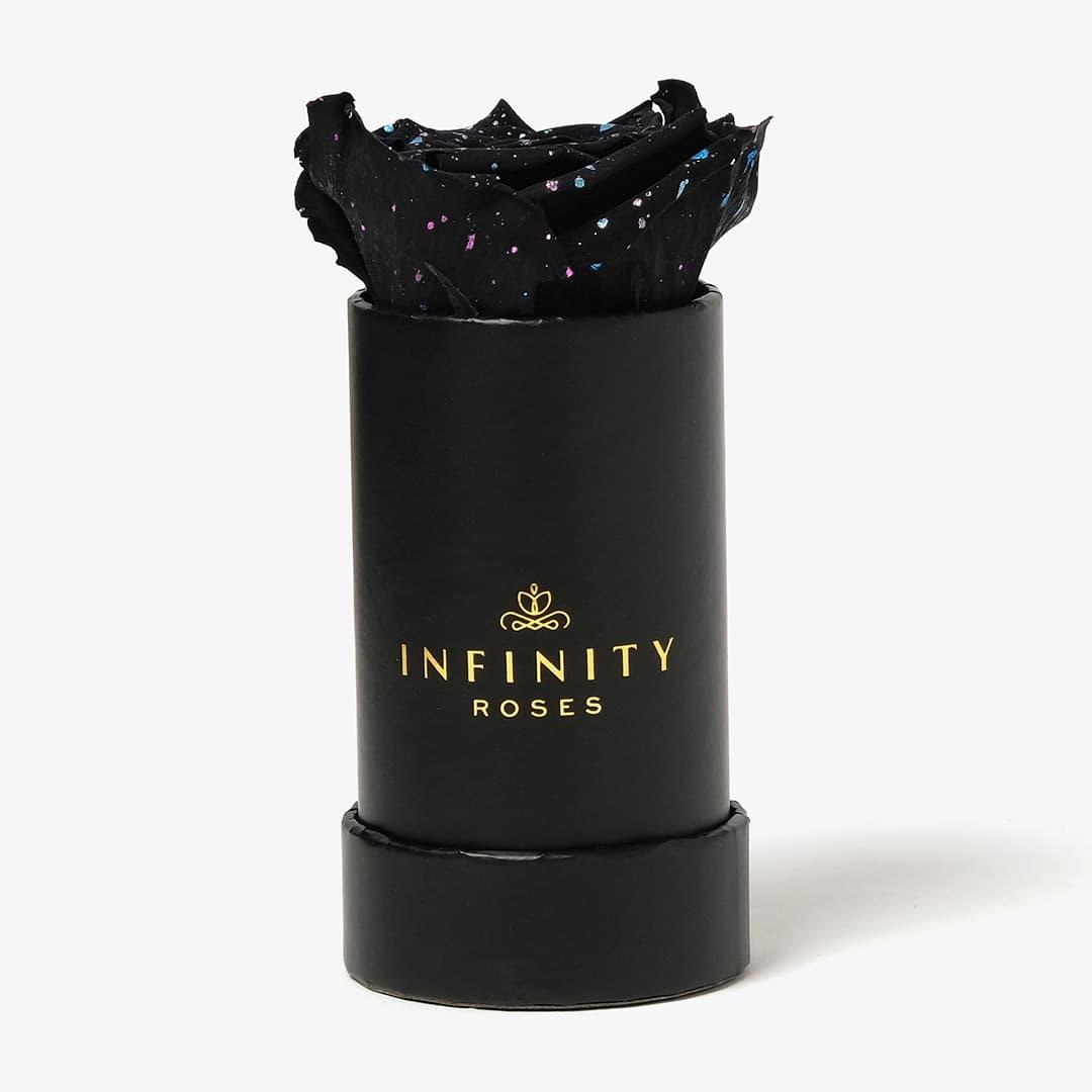 Single Rose Box - Black Galaxy Rose - Black Box