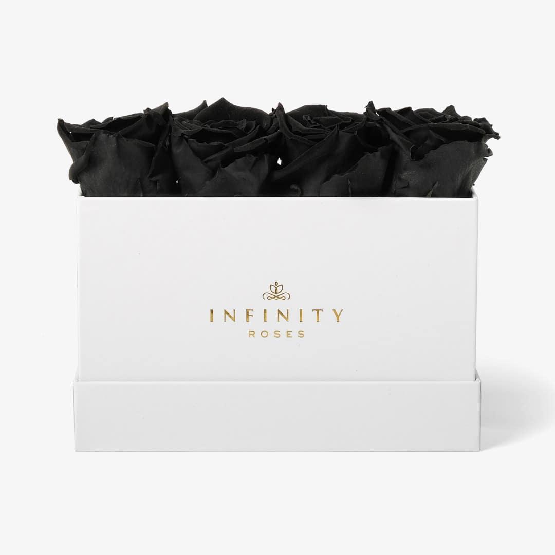 Small Rose Box - Black Rose - White Box