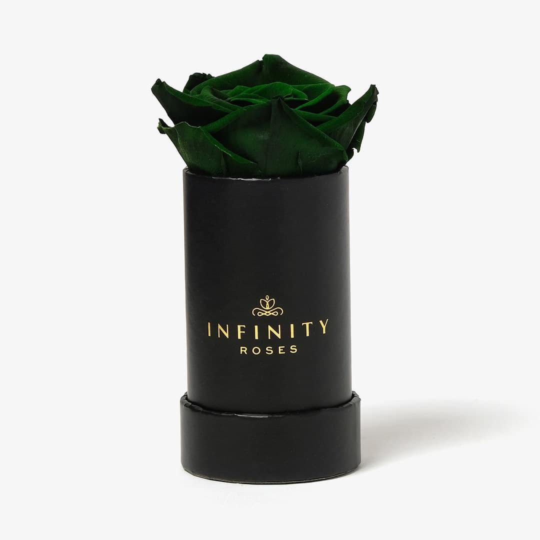 Single Rose Box - Emerald Green Rose - Black Box