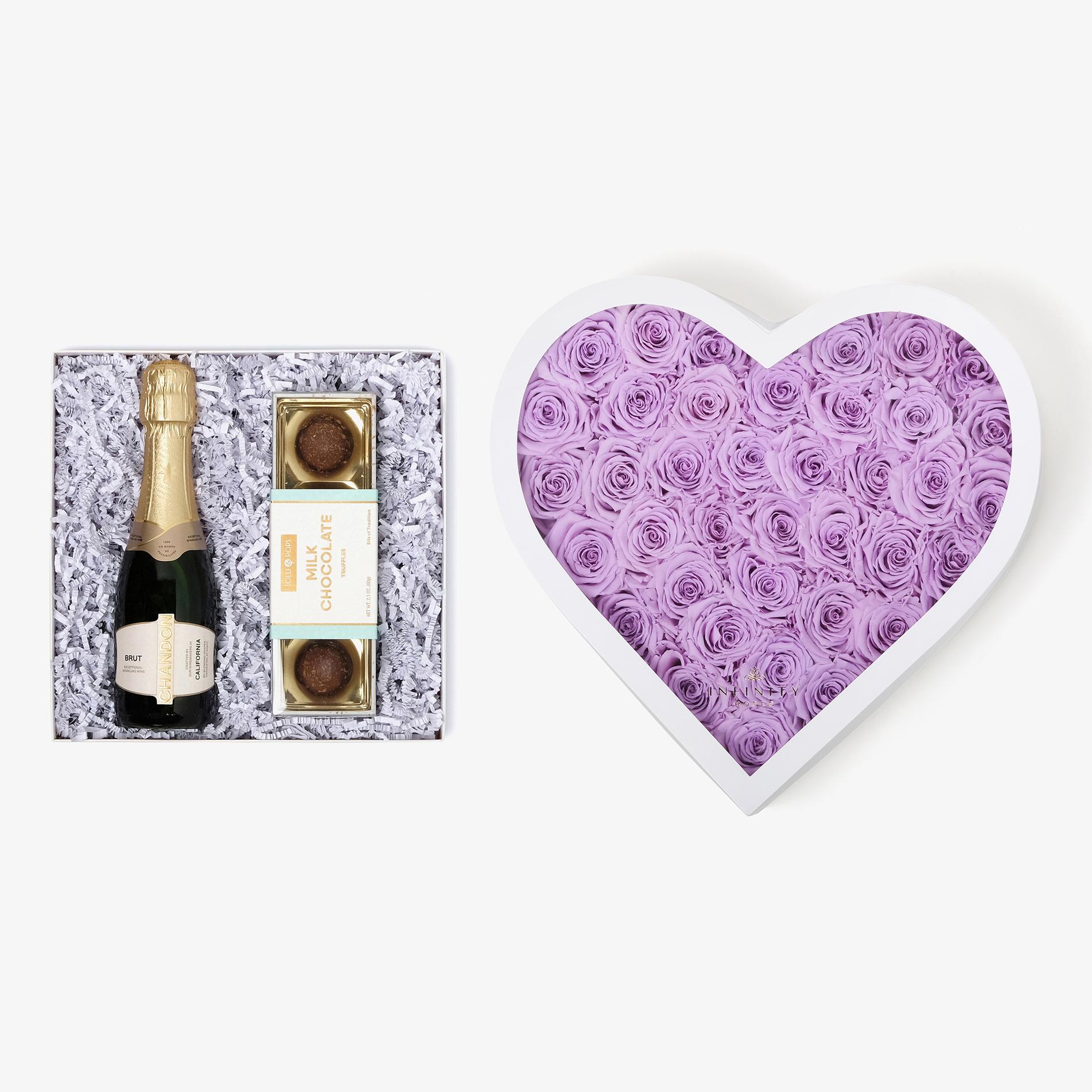 Champagne & Truffles - Grand Heart Box - Lavender Rose - White Box