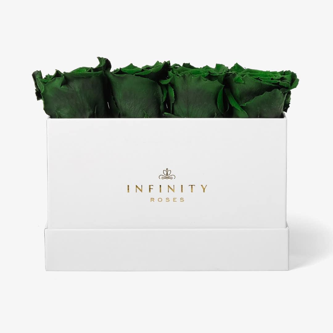 Small Rose Box - Emerald Green Rose - White Box