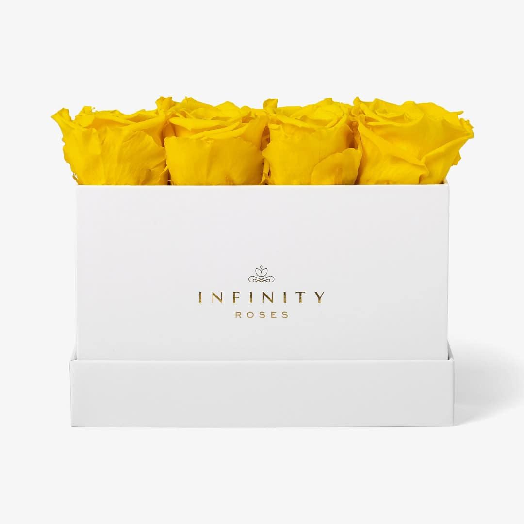 Small Rose Box - Yellow Rose - White Box