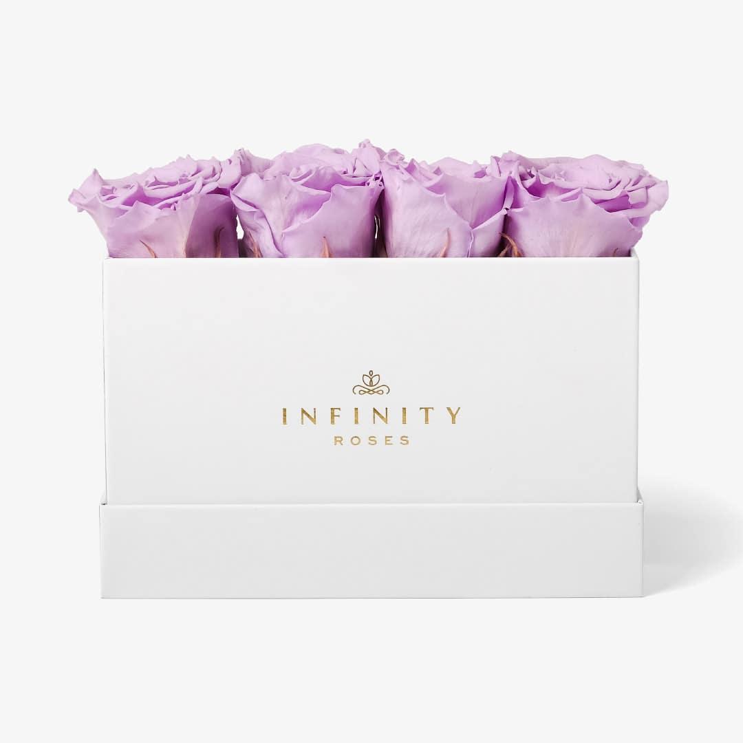 Small Rose Box - Lavender Rose - White Box
