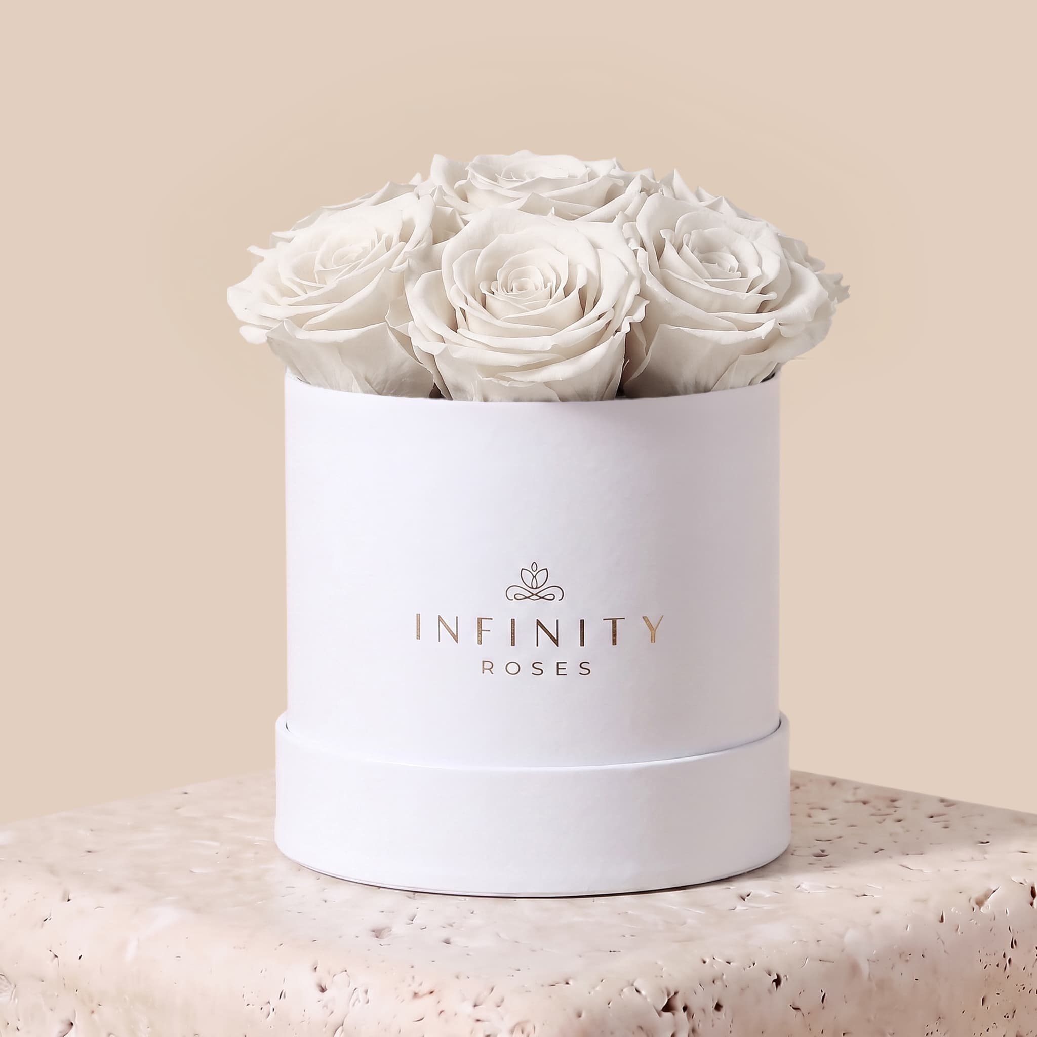 Medium Bloom Rose Box - White Rose - White Box
