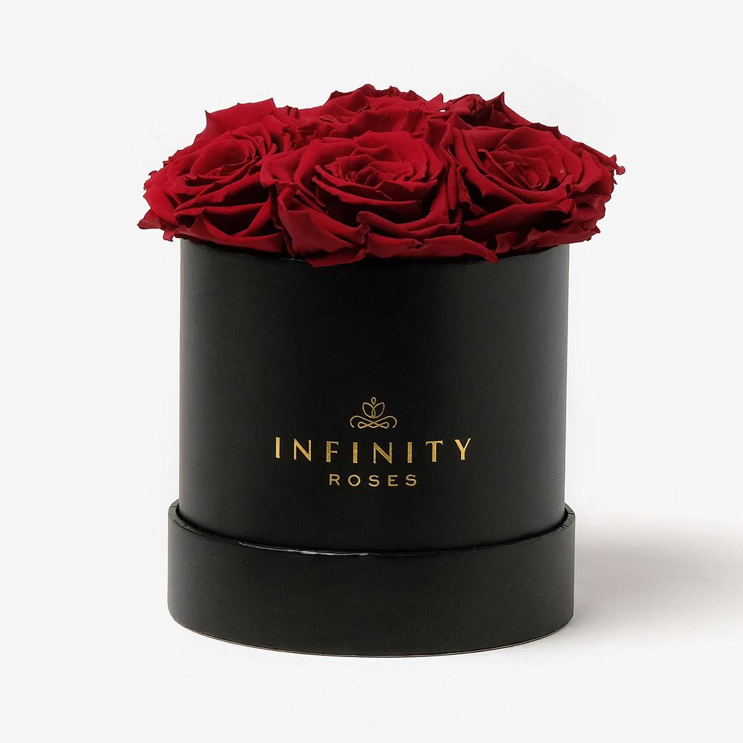 Medium Bloom Rose Box - Red Rose - Black Box