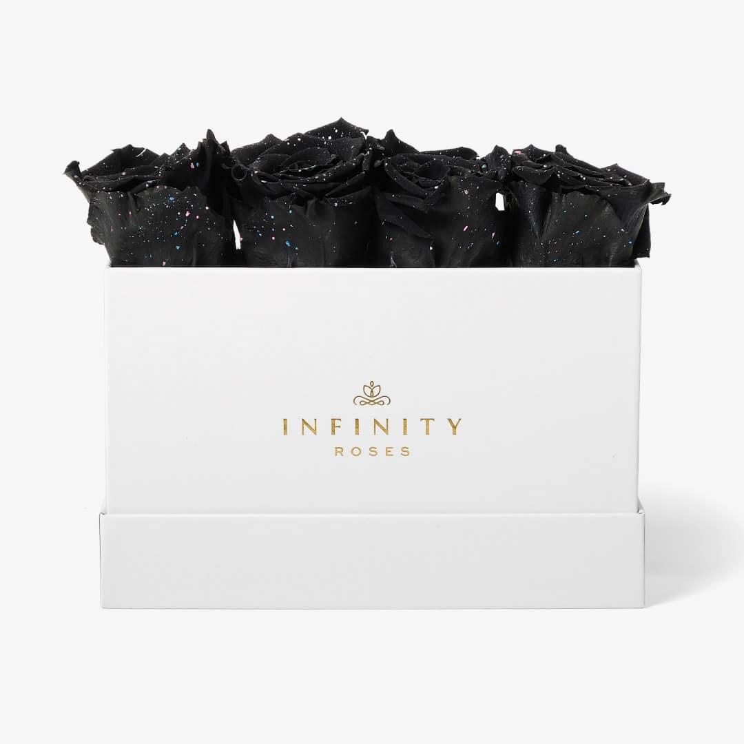 Small Rose Box - Black Galaxy Rose - White Box