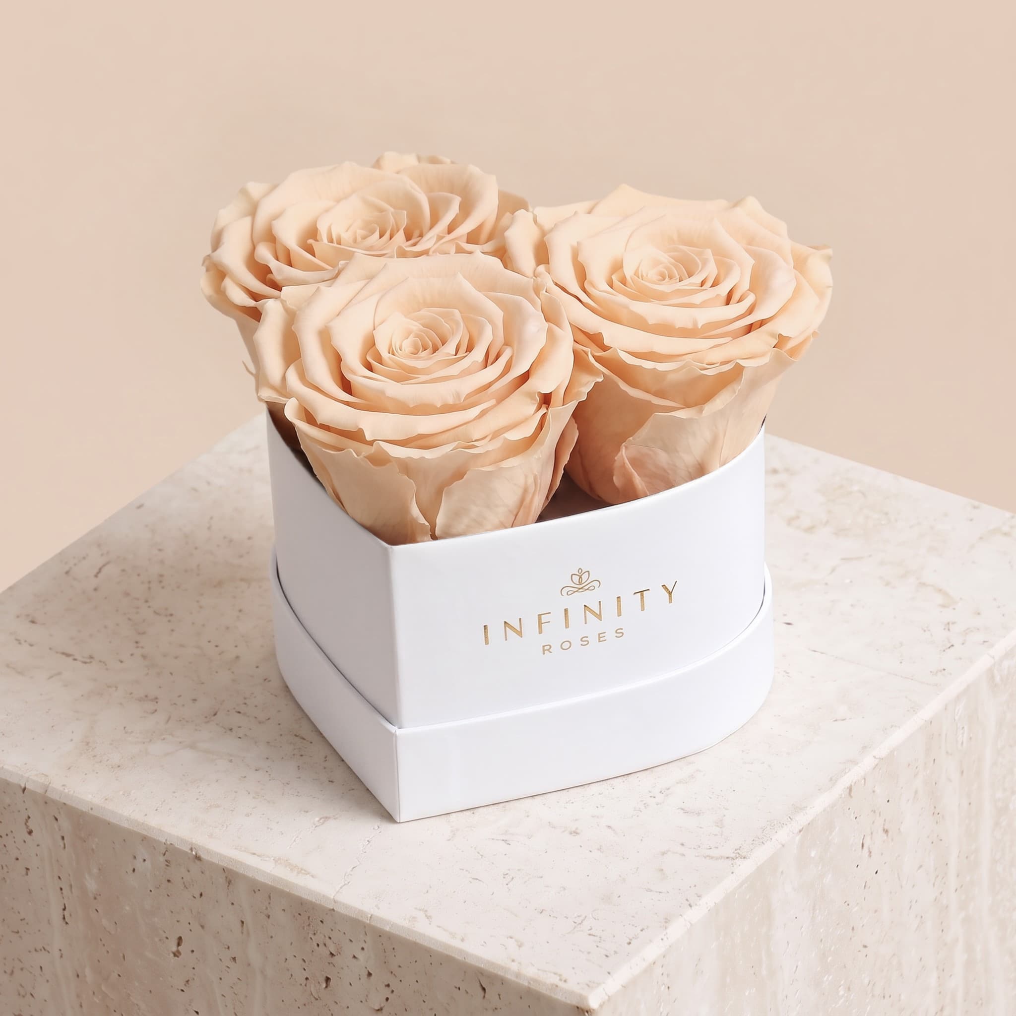 Small Heart Box - Champagne Rose - White Box